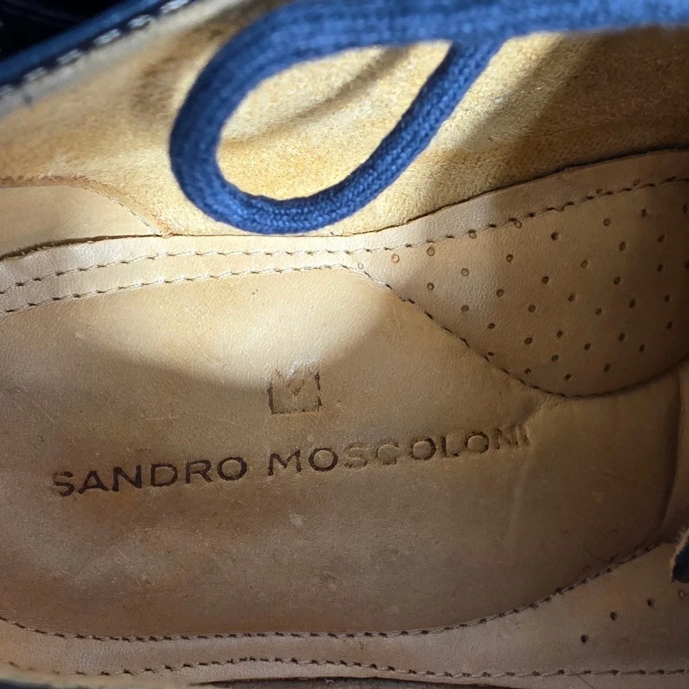 Sandro Moscoloni Oxford Brogue Black Leather Dress Shoes‎ Mens 10.5 D Excellent